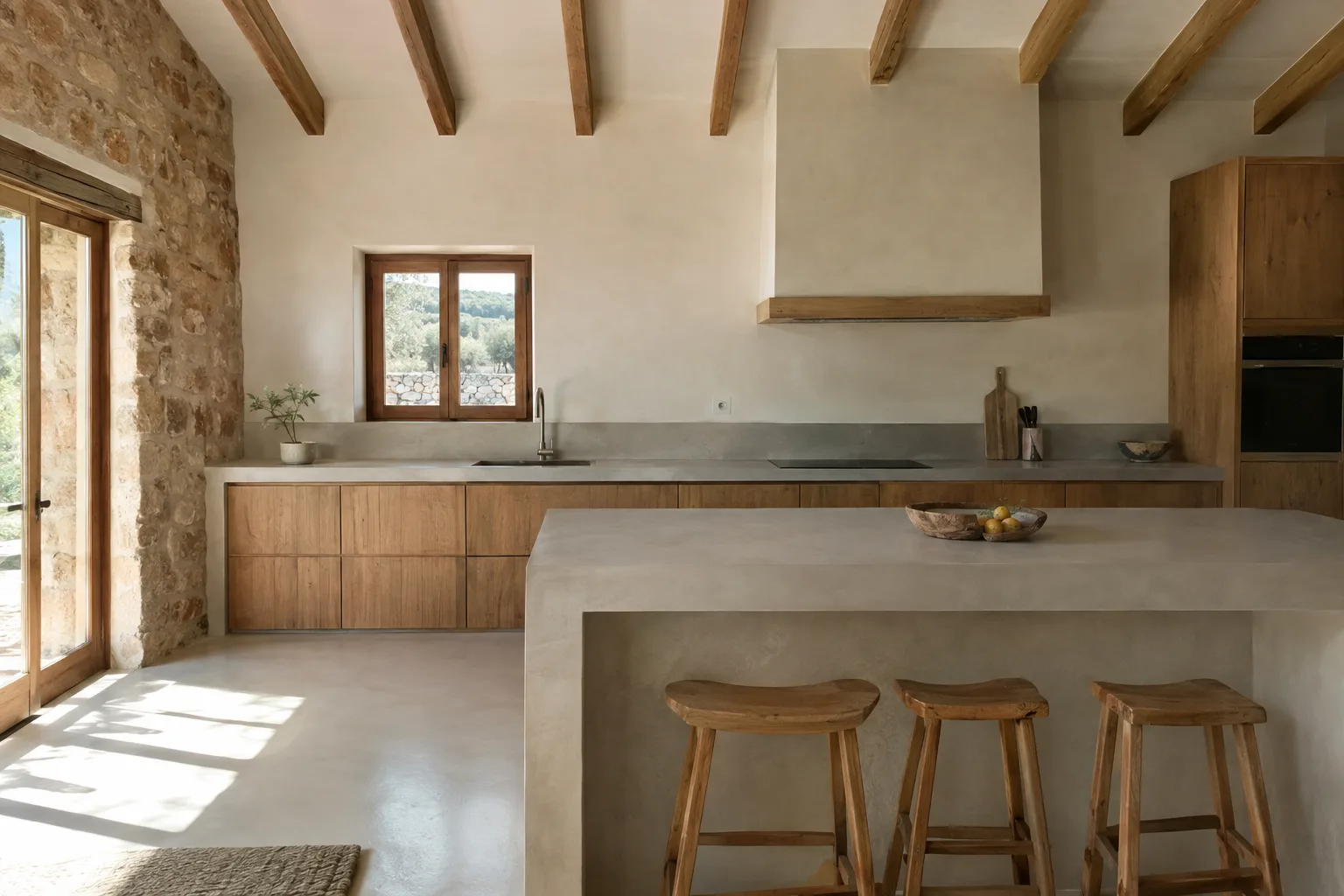 Encimera y frente de cocina revestidos en microcemento